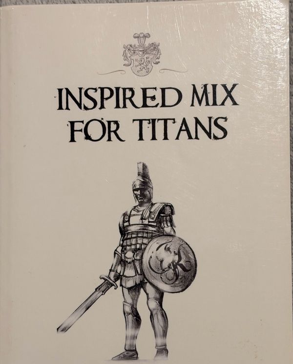 Cover of Inspired Mix for Titans, with a drawing of a Roman soldier with sword and shield.